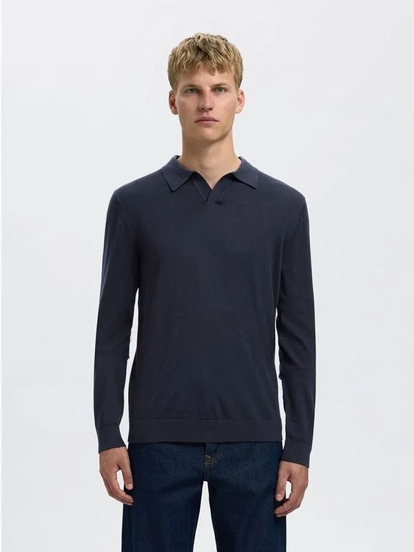 SELECTED HOMME - Model 'TRAY' - Poloshirt - Regular Fit - Effen - Zuivere Wol