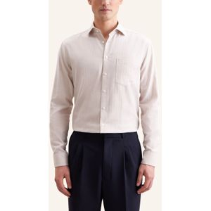 Seidensticker - Flanellen Overhemd - Zwart - Regular 1/1 Kentkraag Visgraat