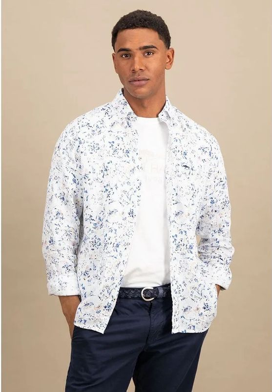 Fynch Hatton - Overhemd Casual LM - Wit - XL