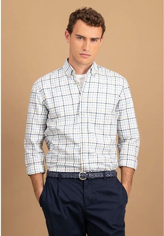 FYNCH HATTON - Casual Overhemd - Geruit - Lange Mouwen - Katoen