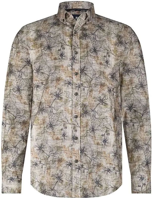 State of Art - Casual Overhemd - Bruin - Lange Mouwen - Katoen-Polyester Blend