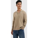 Pure Path - Poloshirt - Taupe - Heavy Knit - Lange Mouwen
