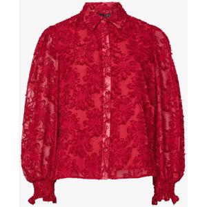 Pieces - Pcpina Ls Shirt Wvn Bc 17154276 - Blouse - Rood - Dames