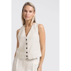 YAYA Gilet Linnen Pinstripe