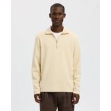 Katoenmix - Sweatvest - Regular-fit - Hoge Kraag - Kwartrits - Lange Mouwen