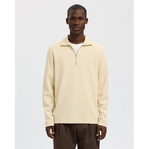 Katoenmix - Sweatvest - Regular-fit - Hoge Kraag - Kwartrits - Lange Mouwen