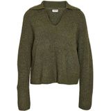 Noisy May - Nmnella Polo Wide Sleeve Knit - Trui - Kalamata/melange
