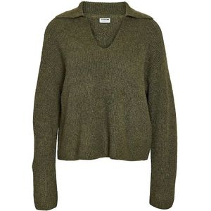 Noisy May - Nmnella Polo Wide Sleeve Knit - Trui - Kalamata/melange