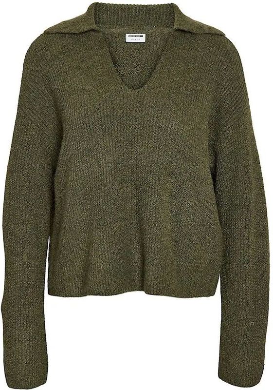 Noisy May - Nmnella Polo Wide Sleeve Knit - Trui - Kalamata/melange