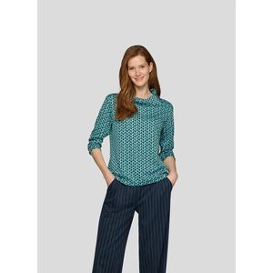 Rabe - Shirt - Pacific - 3/4 Mouwen - Met Split Coltrui en Minimal Print