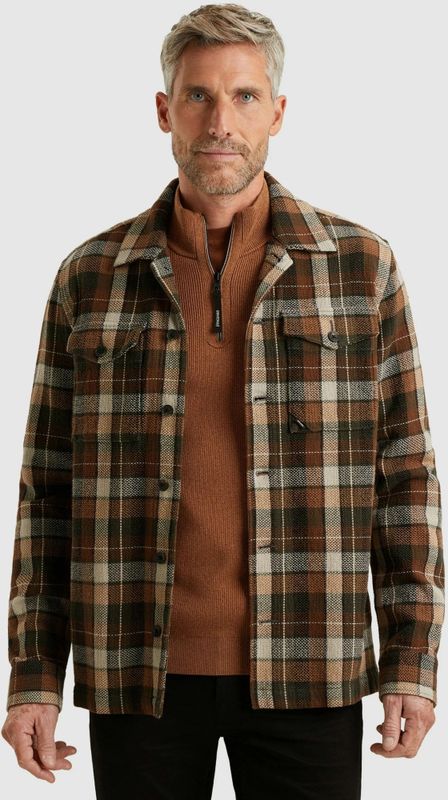 Vanguard - Overshirt Matt Weave Check - Bruin - Heren