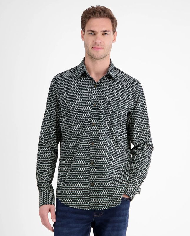 Lerros - Overhemd - Classic Navy - Lange Mouwen - Grafisch Patroon