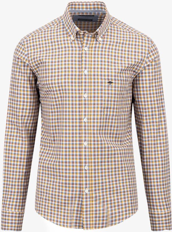 Fynch-Hatton - Casual Fit Overhemd - Blauw - Katoen - Allover Check Stof