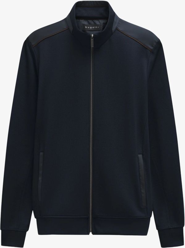 bugatti - Sweatvest - Marine - Effen - Opstaande Kraag - Lange Mouw