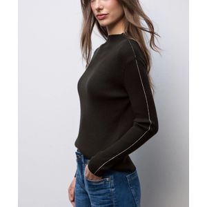 Street One Dames Trui met geribbelde textuur in Bruin, in size: 36