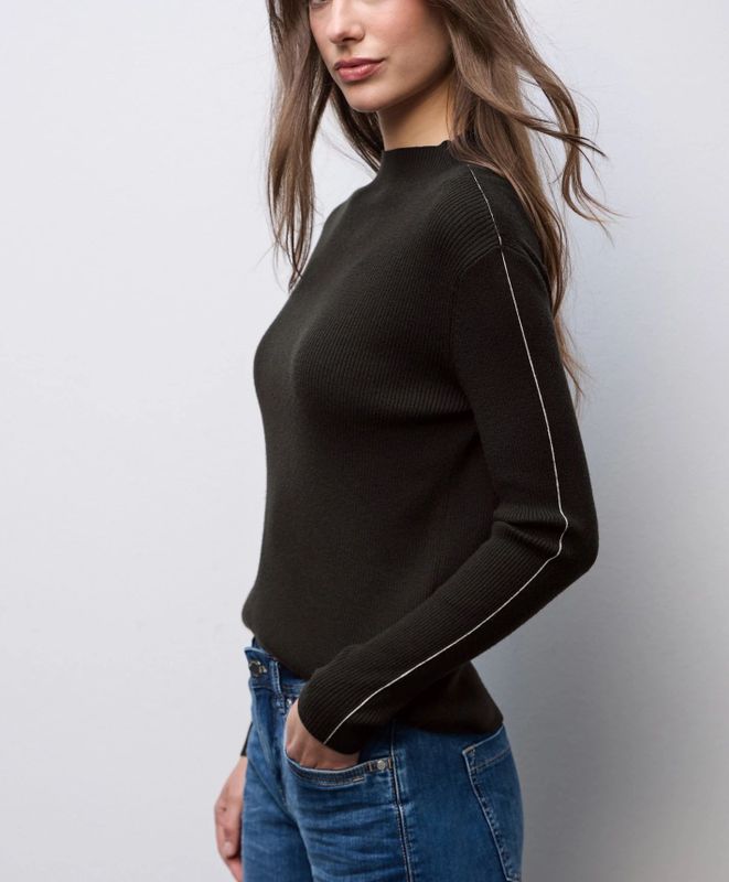 Street One Dames Trui met geribbelde textuur in Bruin, in size: 34