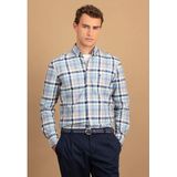 FYNCH-HATTON - Gestreept Overhemd - Katoen - Blauw