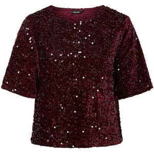 Pieces - Pckam Ss Top Jrs Noos - T-shirt - Bordeauxrood - Dames