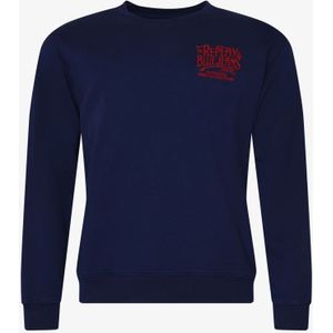 REPLAY - Sweatshirt - Blauw/Rood - Losse Pasvorm - Lange Mouw
