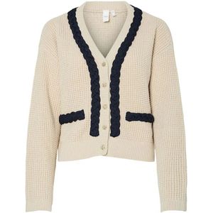YAS - YASARINA - Gebreid Vest - Crème/Nachtblauw