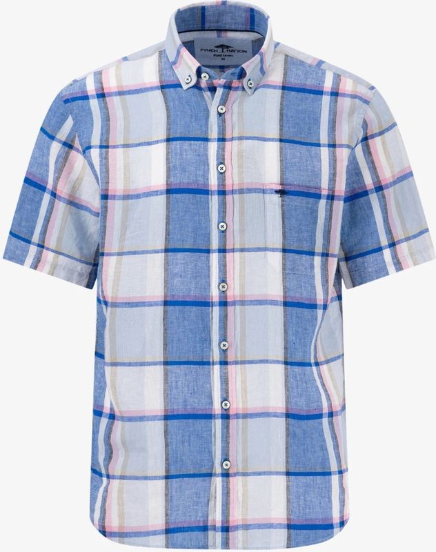Fynch Hatton - Kleurrijke Linnen Ruiten - Overhemd - Korte Mouwen