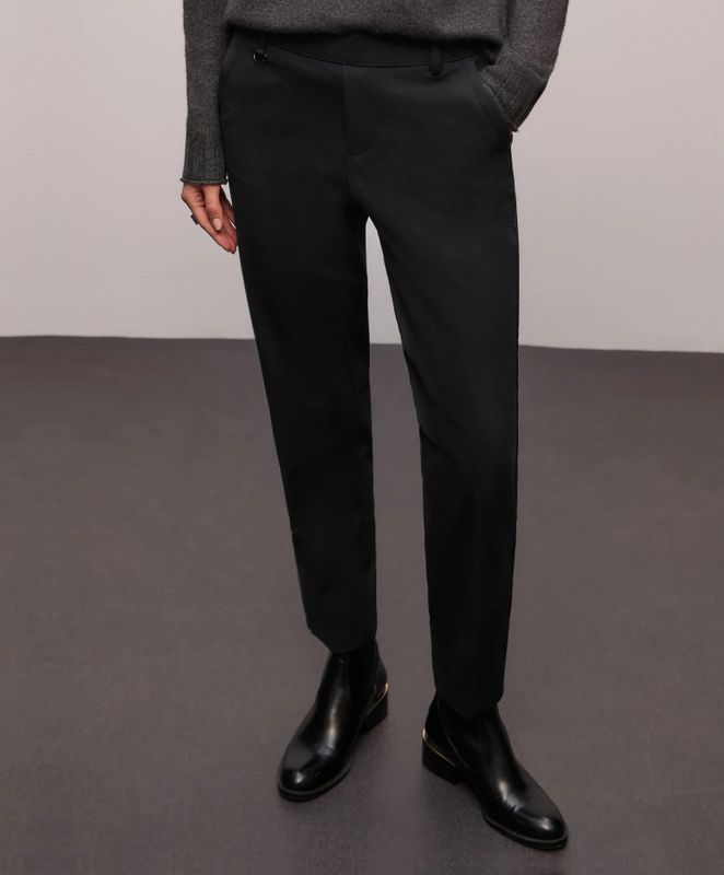 Street One Dames Chino met banddetail in Zwart, in size: 36