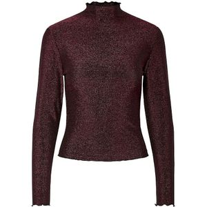 Pieces - Pcsandra Ls Mockneck Top - Beetroot Purple - T-shirt - Dames