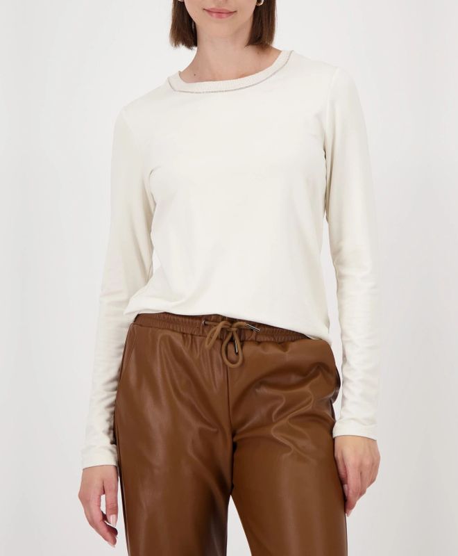 monari - Shirt - Wit - Lange Mouwen - Normale Pasvorm