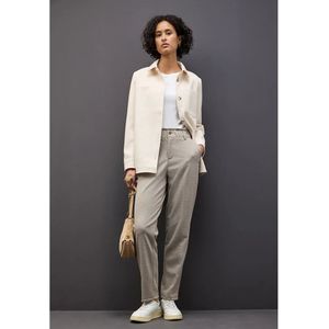 Street One Dames Broek met paperbag jacquard in Bruin, in size: 34