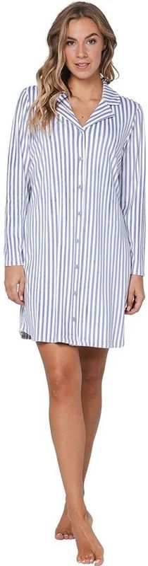 Pastunette - Blue Fog - Nachthemd - Doorknoop - Flanel Fleece