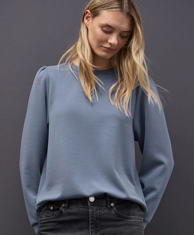 Street One - Silk-Look Shirt - Blauw - Dames