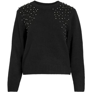 Vila - Vilanie O-neck Deco Knit Top - Zwart - Dames