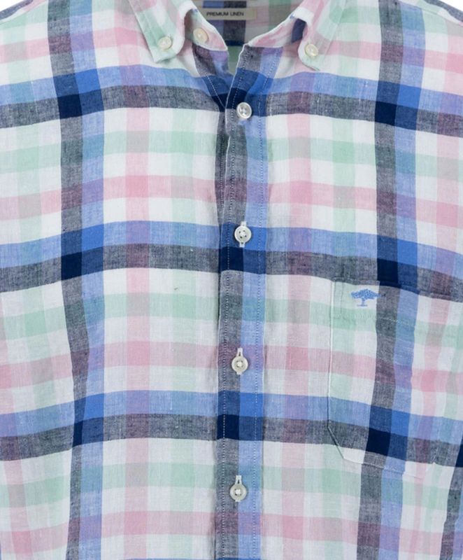 Fynch Hatton - Summer Linen Check - Overhemd - Korte Mouwen