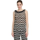 Betty & Co - Gestructureerd Shirt - Zigzagpatroon - Mouwloos - Materiaalmix