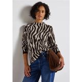 Street One - Dames Sweatshirt - Zebrapatroon - Turtleneck - Lange Mouwen