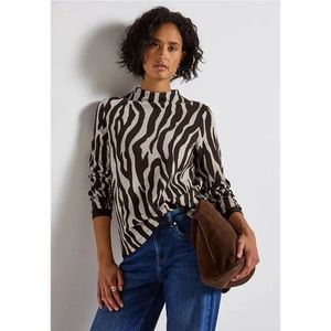 Street One - Dames Sweatshirt - Zebrapatroon - Turtleneck - Lange Mouwen