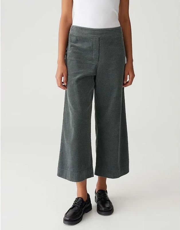 Wijde groene culotte in corduroy