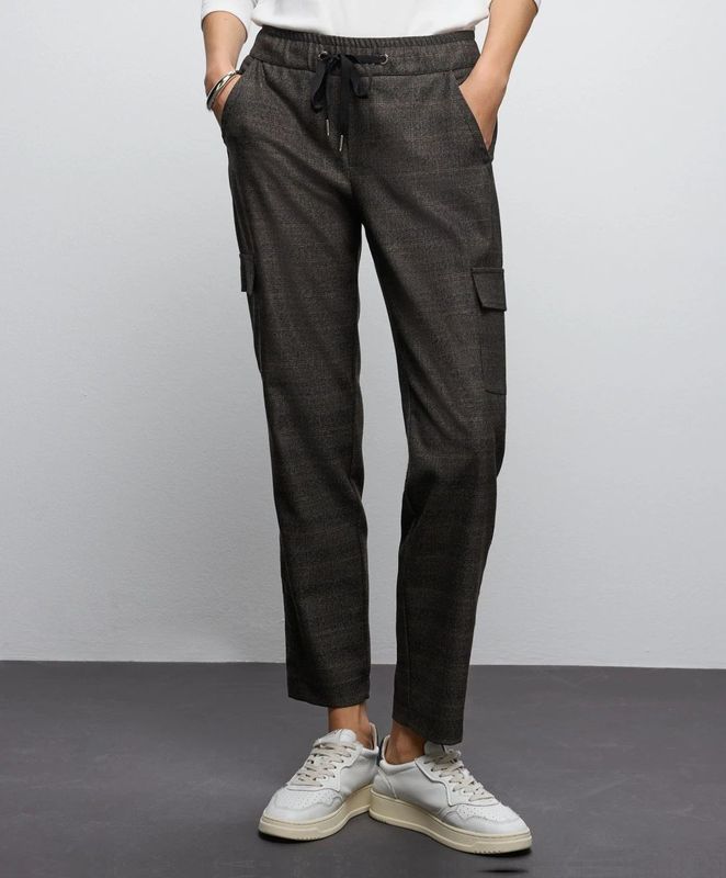 Street One Dames Geruite cargo broek in Bruin, in size: 32