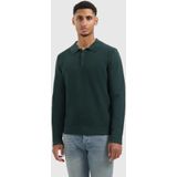 Pure Path - Regular Fit Structure Polo Knitwear - Donkergroen - Longsleeves