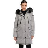 Betty Barclay - Gewatteerde Jas - Grijs - Dames - Met Capuchon en Bontafwerking