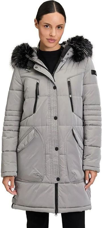 Betty Barclay - Gewatteerde Jas - Grijs - Dames - Met Capuchon en Bontafwerking