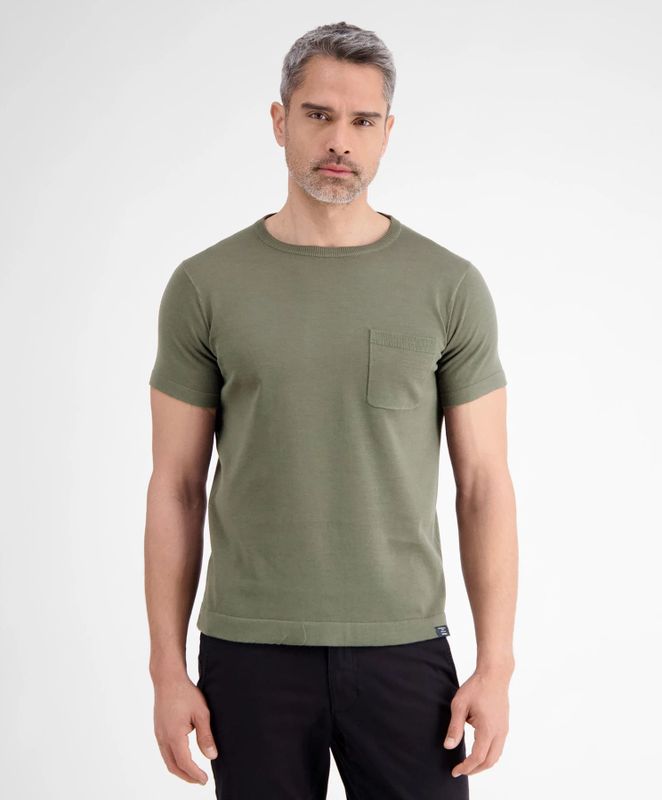 Lerros - Gebreid T-shirt - Nordic Olive - Met Borstzak