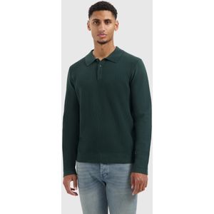 Pure Path - Regular Fit Structure Polo Knitwear - Donkergroen - Longsleeves