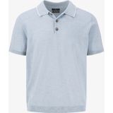 Fynch-Hatton - Poloshirt - Blauw - Katoen/Linnen - Korte Knoopsluiting