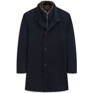 Bugatti - Flexcity Stretch - Korte Jas - Marine - Met Vest-inzetstuk en Kunstbontkraag