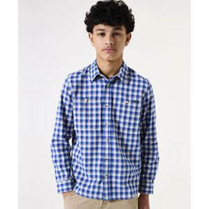 GARCIA - Overhemd - Blauw - Katoen - Ruitpatroon - Lange Mouwen