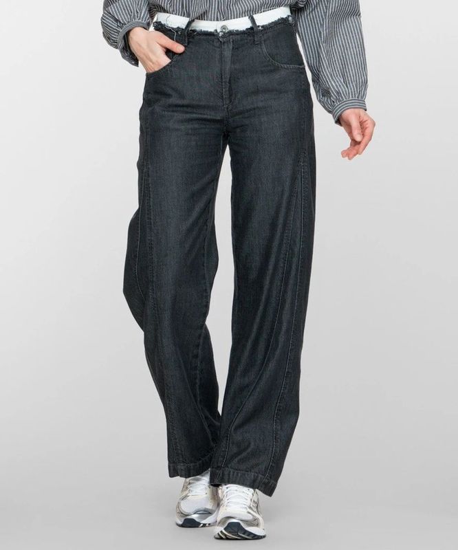 Geisha - Wide Double Waistband - Jeans - Zwart - Dames