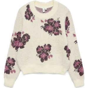 Vero Moda - Vmpoilu Flower Ls O-neck Pullover - Gebreide Trui - Birch/w.flower