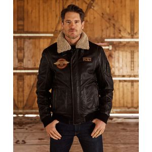 Donders 1860 - Leren Jack - Zwart - Leather Jacket met Badges