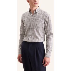 Seidensticker - Flanellen Overhemd - Zwart - Regular 1/1 Button-down Kraag Ruit